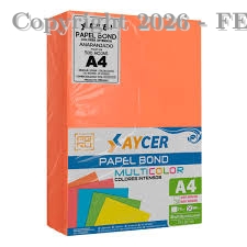 PAPEL BOND 75G TAMAÑO A4 EMP X 500 COLOR ANARANJADO MAXTIC