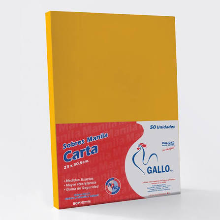 SOBRE MANILA TAMAÑO CARTA    - GALLO