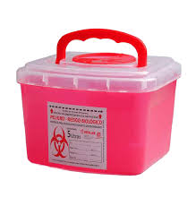  CAJA CONTENEDOR PLASTICO ROJO DE 5 LITROS BIOSEGURIDAD DESLAB