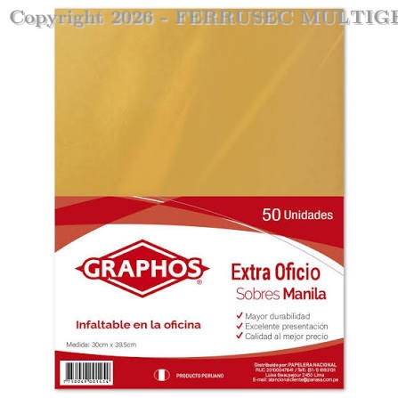 SOBRE MANILA TAMAÑO OFICIO EMP X 50 - GRAPHOS