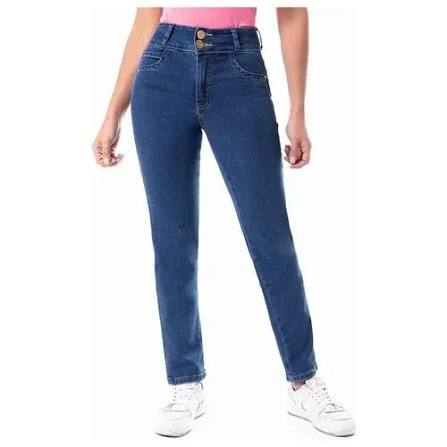 PANTALON JEAN HIGH STCH . CINT/RCT  LARISSA POWDER BLACK (NEGRO) PIONER