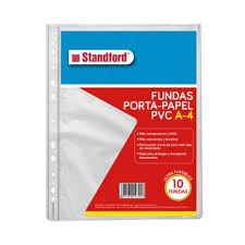 FUNDA PORTA PAPEL TAMAÑO A4  PVC - STANDFORD