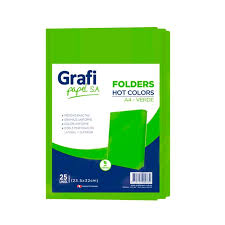  FOLDER MANILA VERDE A4 EMP X 25 GRAFIPAPEL