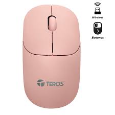 Mouse inalámbrico TEROS TE-1234S, 2.4GHz, 6 botones, USB, rosado